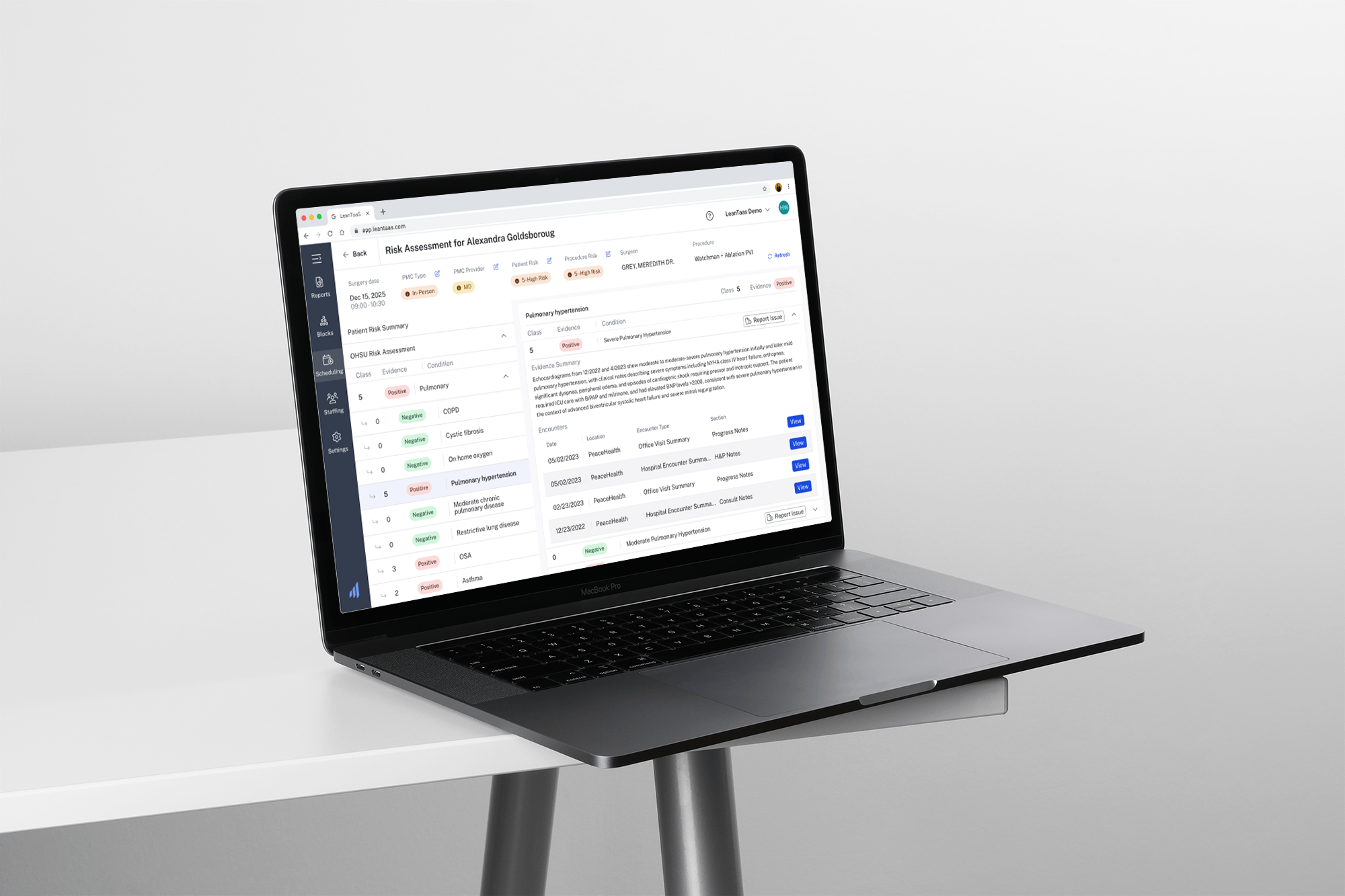 Risk Assessment product interface mockup