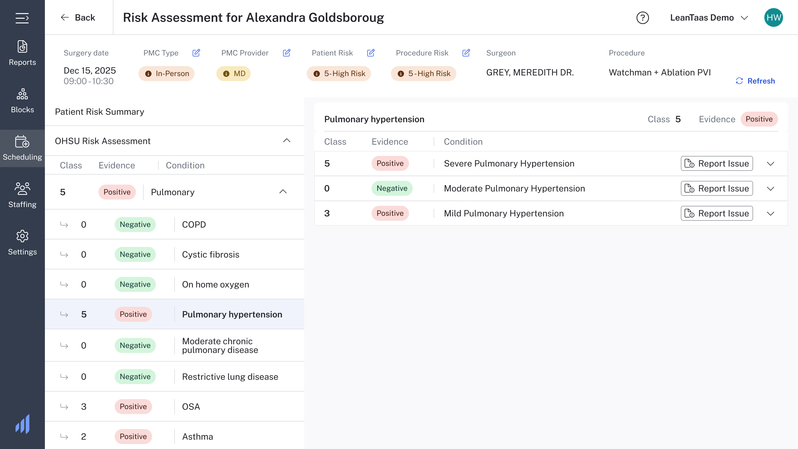 Final collapsed risk assessment interface